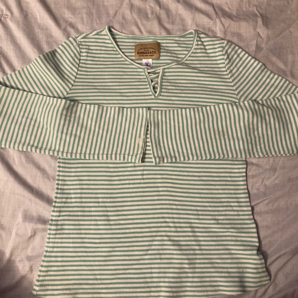 Medium striped shirt teal and blue